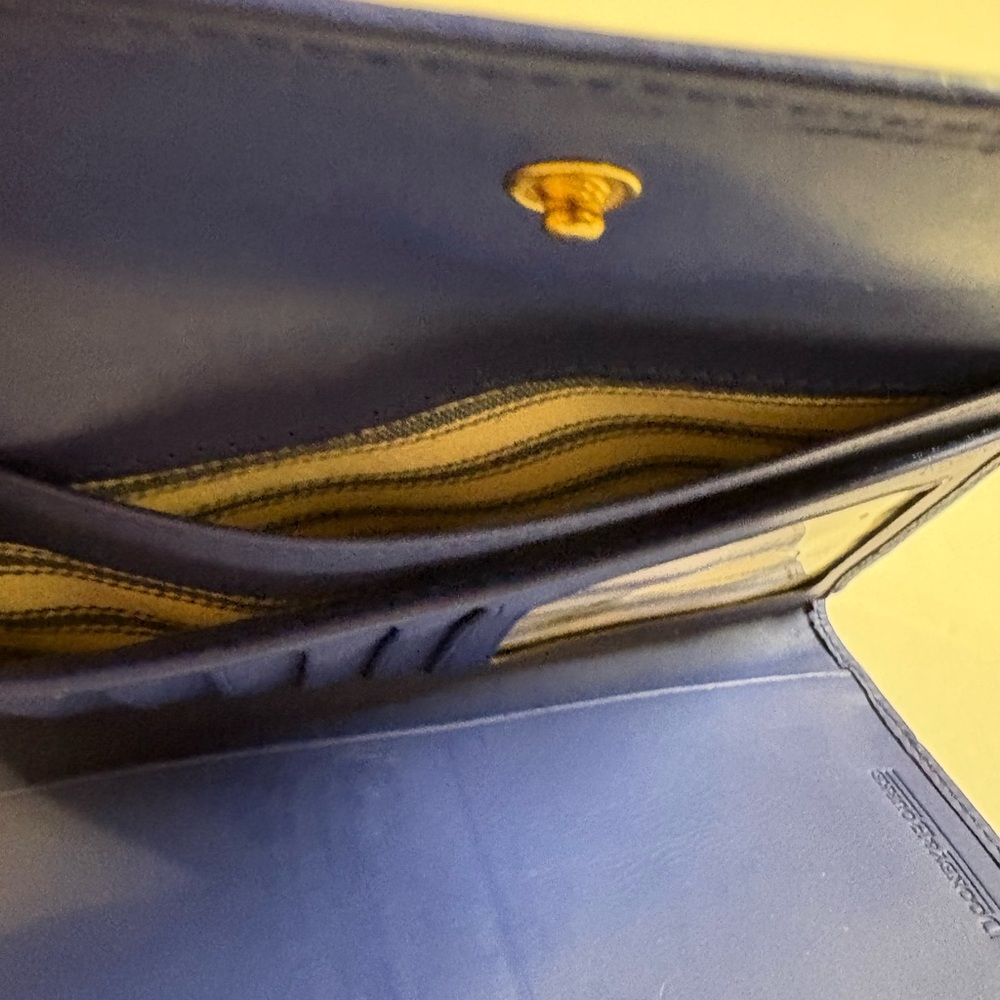 Dooney & Bourke Cobalt Blue Leather Continental Wallet with Logo Plaque - Picture 7 of 11